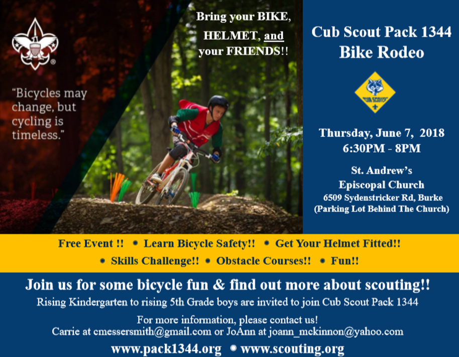 Bike Rodeo 2018 - Cub Scouts Pack 1344Cub Scouts Pack 1344 | Cherry Run ...